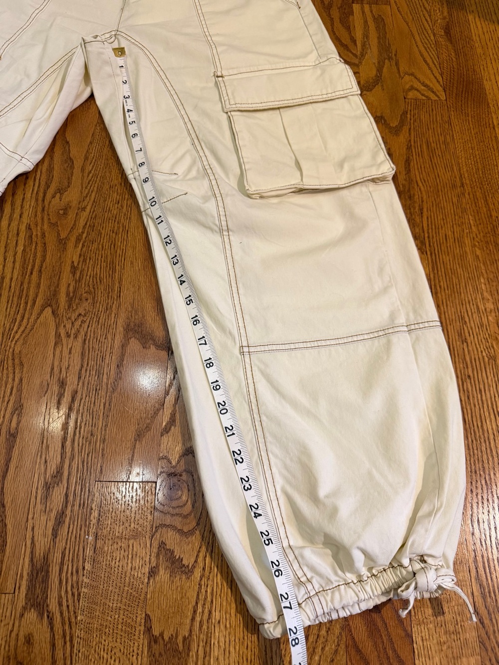 Zara Bone Utility Cargo Pants ~ Wide Leg - Picture 11 of 13